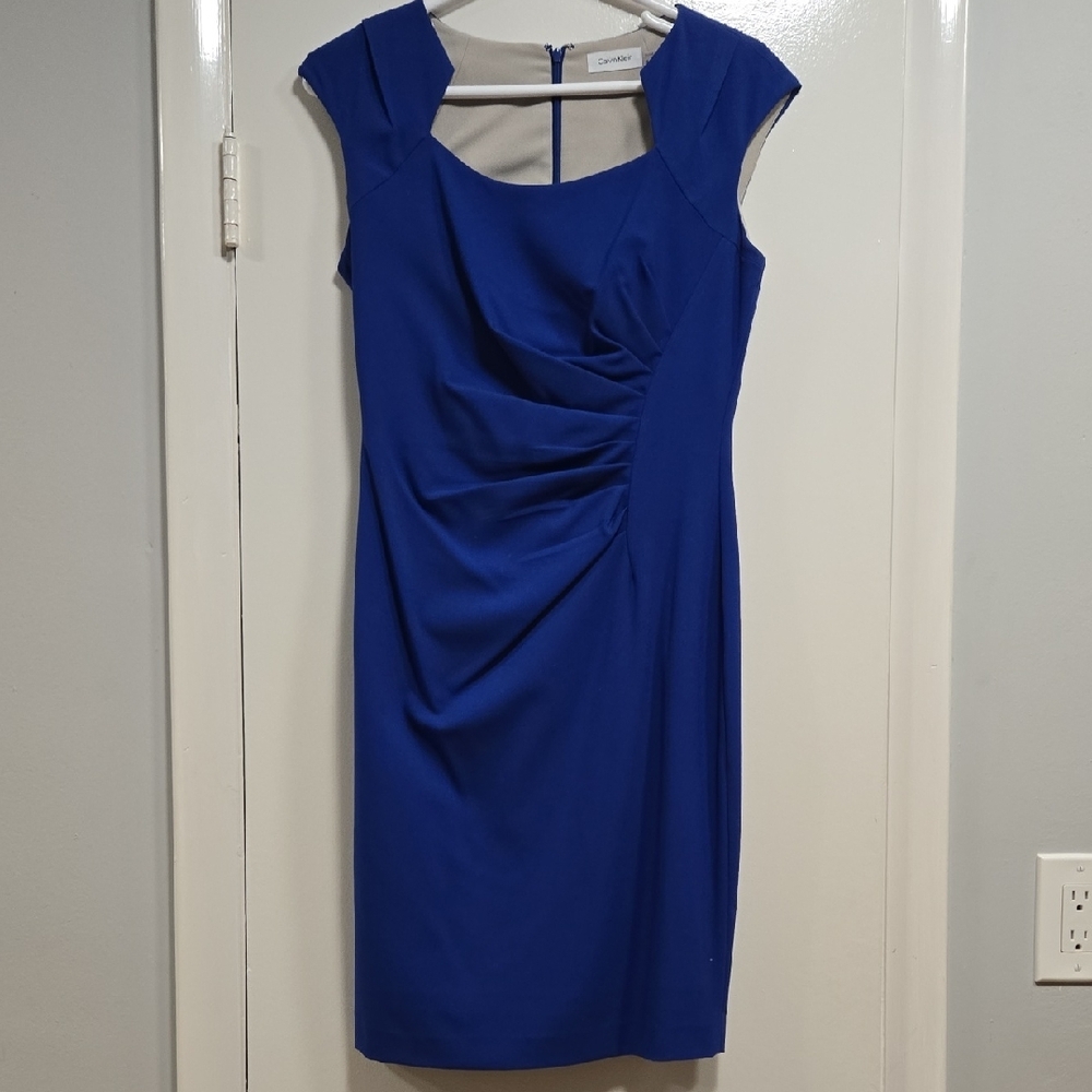 Electric Blue Cap Sleeve Sheath Dress